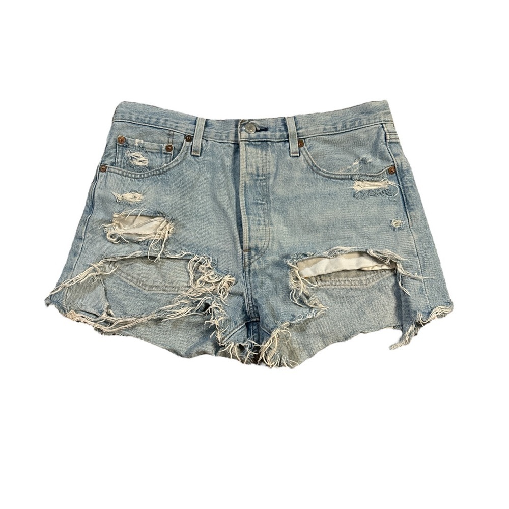 Levi’s Premium 501 Denim Shorts Light Wash Blue Size 28